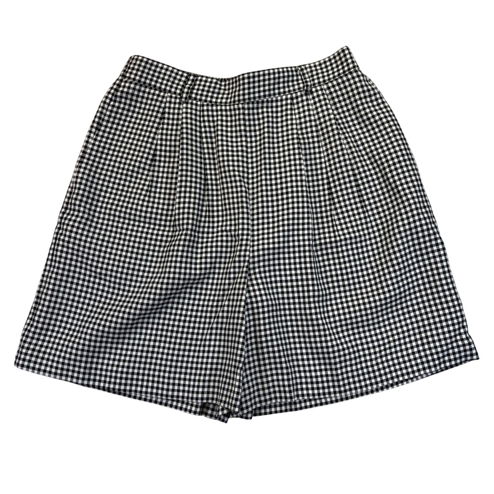 Boutique Europa Gingham Pleated Shorts Womens M (W28) Petite High Rise VTG READ